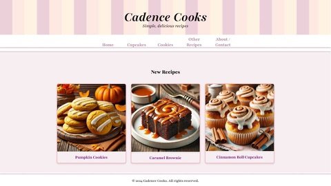 Cadence Cooks website homepage