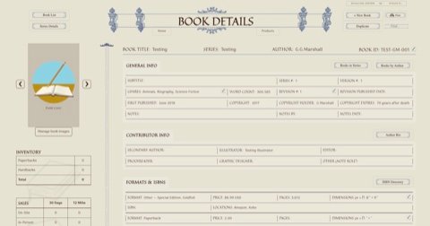 ISA52 book details screen using the Testing sample record