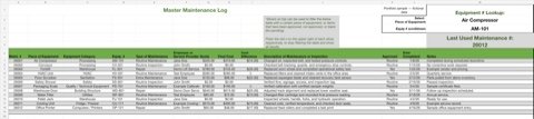Maintenance tracking log